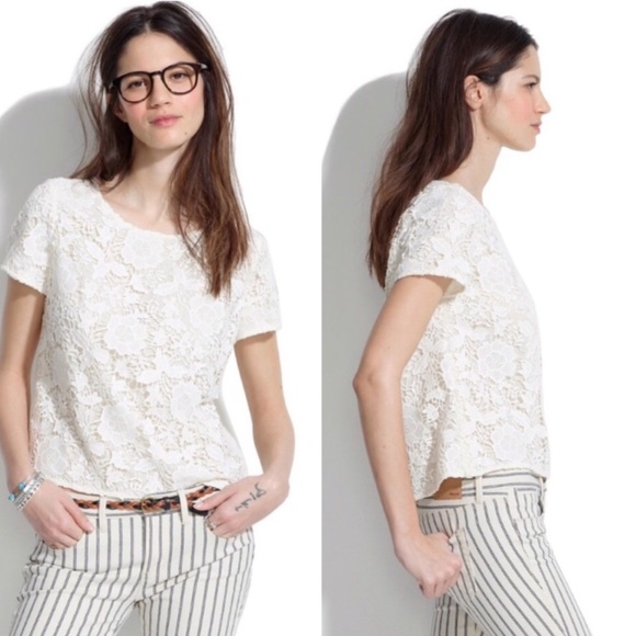 Madewell Tops - Madewell Cream Meadowlace Tee Size Small NWOT
